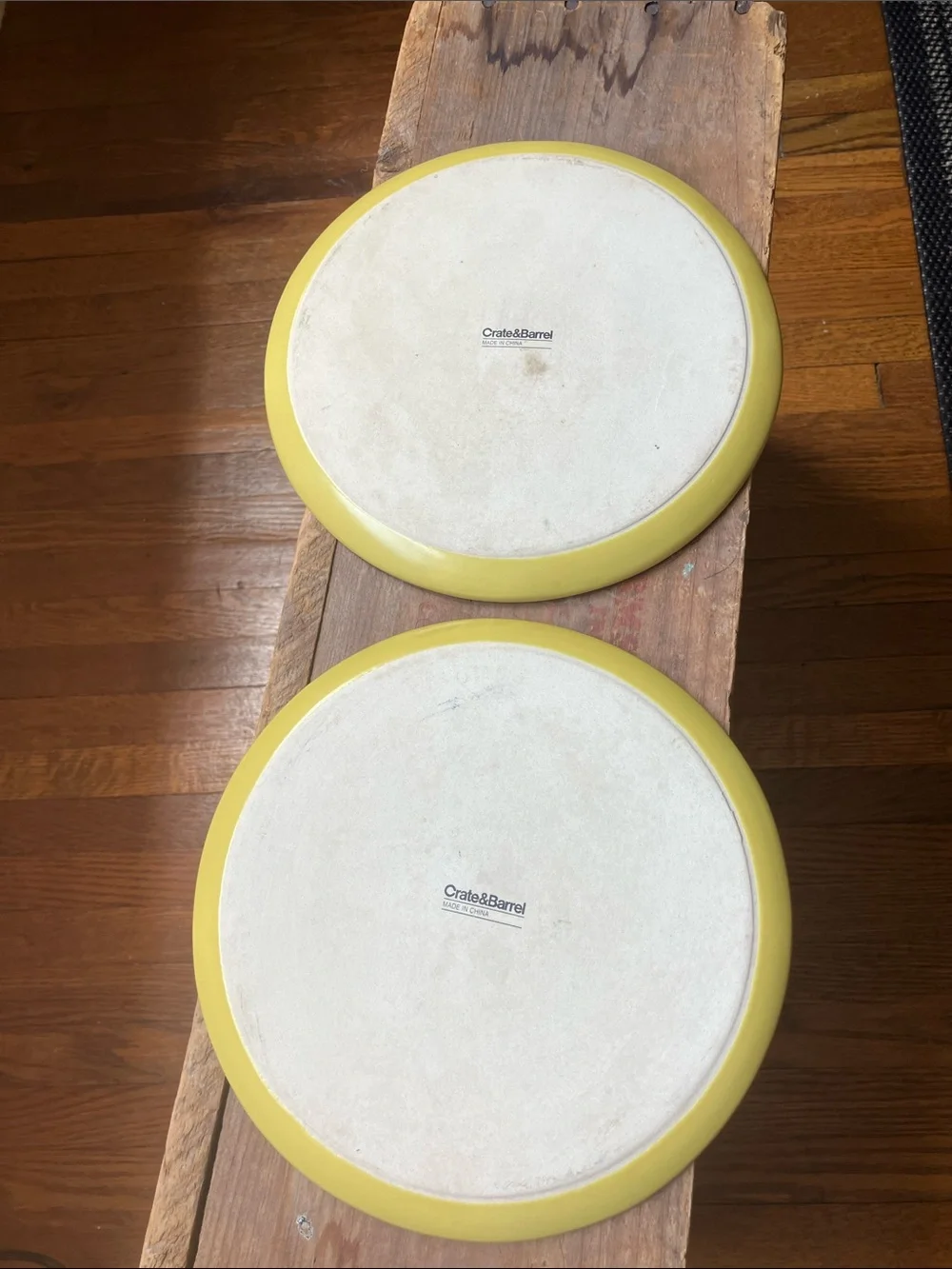 Crate&Barrel Soft Yellow Ceramic Dinner Plates — Set of 2